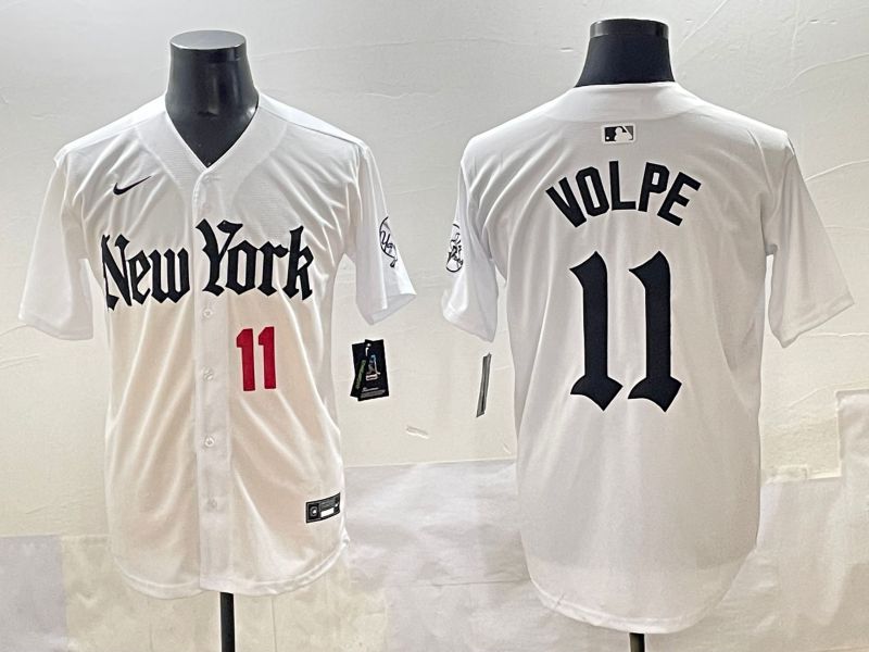 Men 2025 New York Yankees #11 Volpe White Five generations Joint Name Nike MLB Jersey style 32